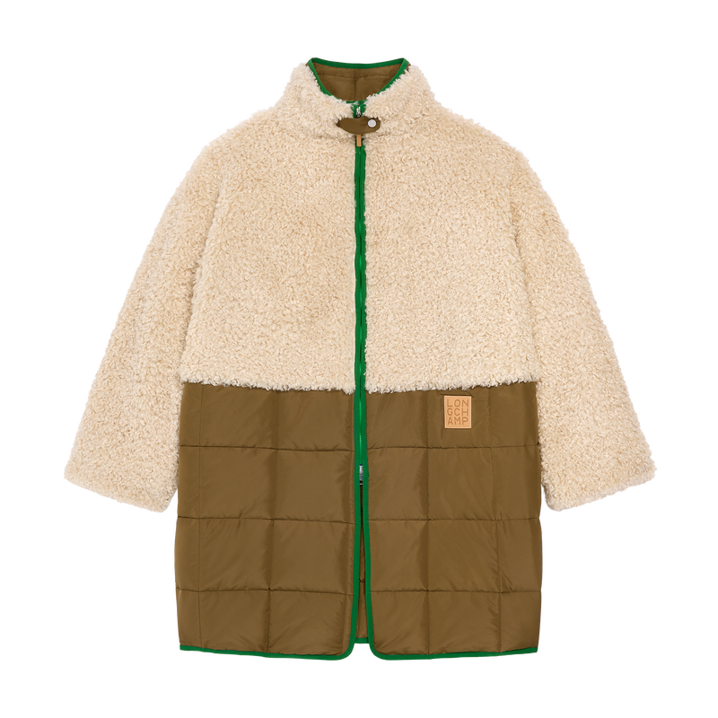Coat , Ecru/Olive - Faux fur and quilting  - View 1 of  3