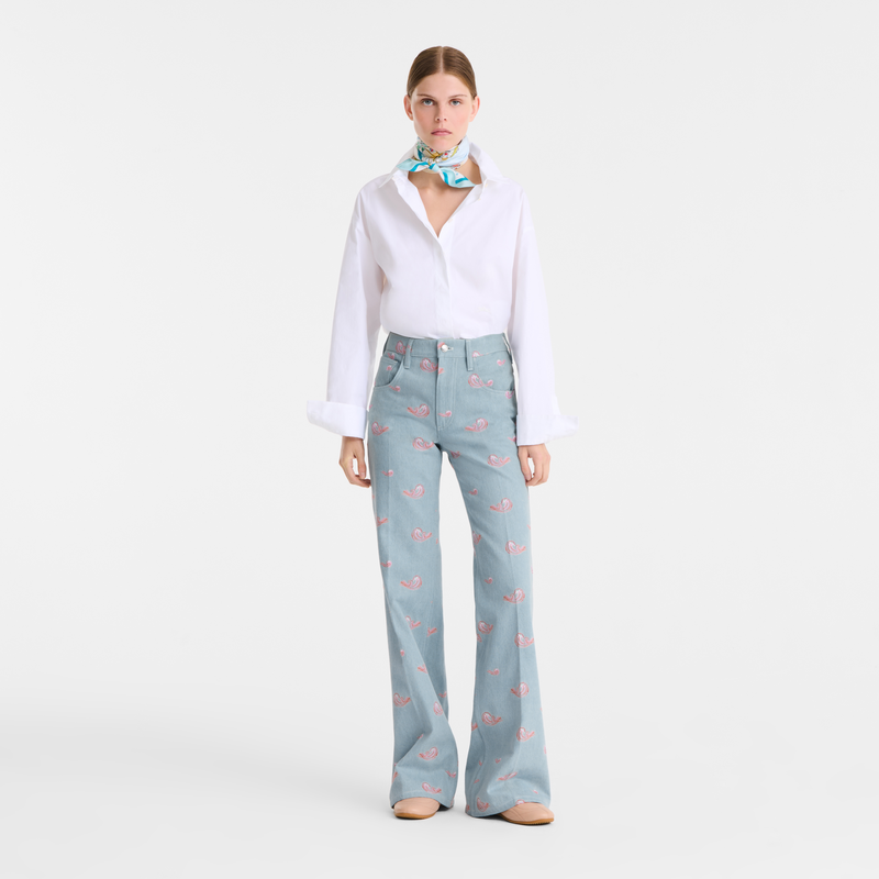 Jean's , Sky Blue - Embroidered denim  - View 1 of  4