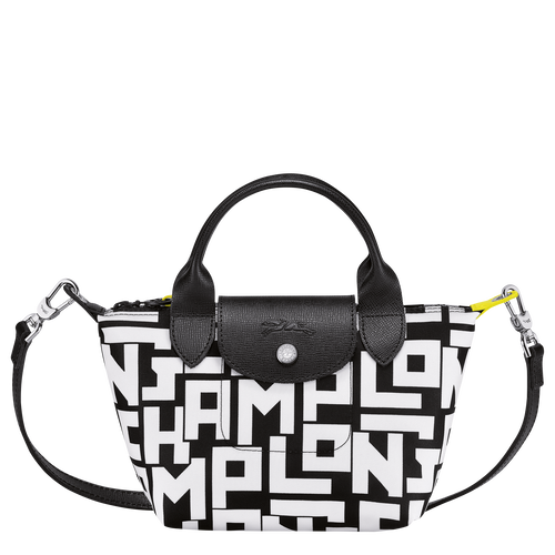 Le Pliage LGP XS Handbag Black White Canvas Longchamp TH