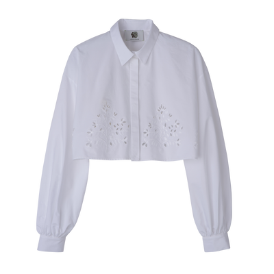 Shirt , White - Poplin embroidered