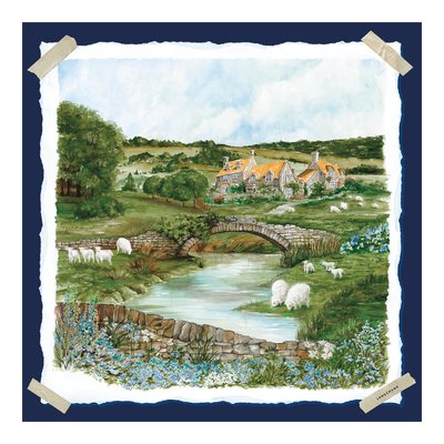 Pastoral Beauty Silk scarf 70, Navy