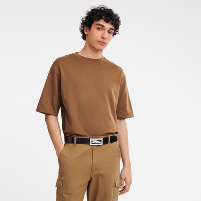 Delta Box Men's belt , Black/Mocha - Leather