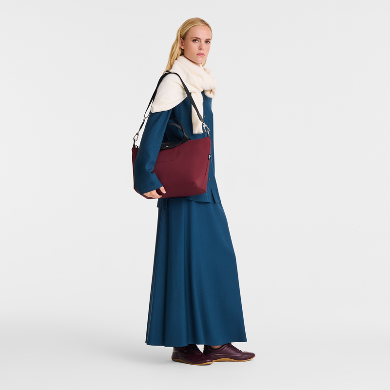 Le Pliage Energy L Handbag , Burgundy - Recycled canvas  - View 2 of  6