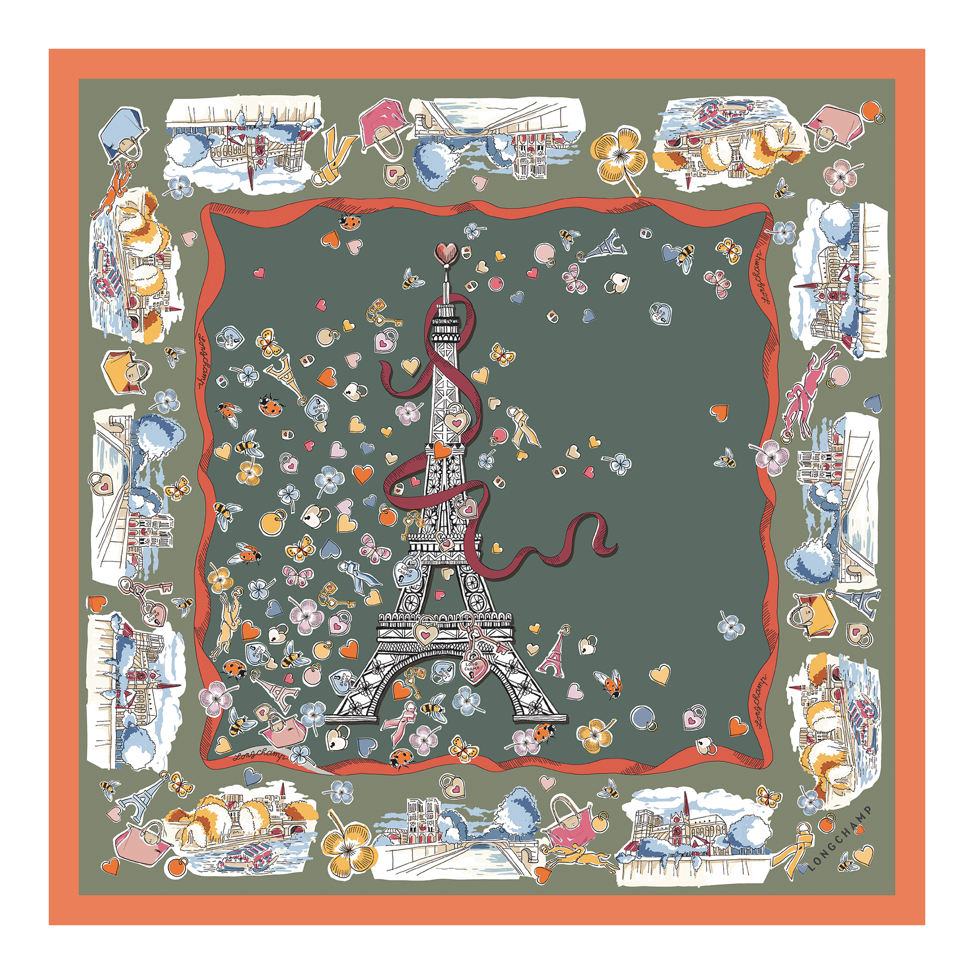 Silk scarf 50, Oregano - View 1 of
2 - zoom in Equestrian Tower Silk scarf 50, Oregano
