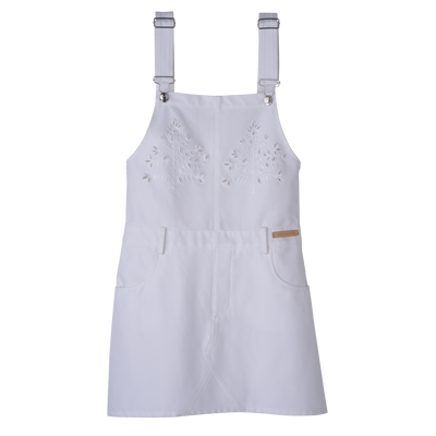 Dress , White - Embroidered gabardine