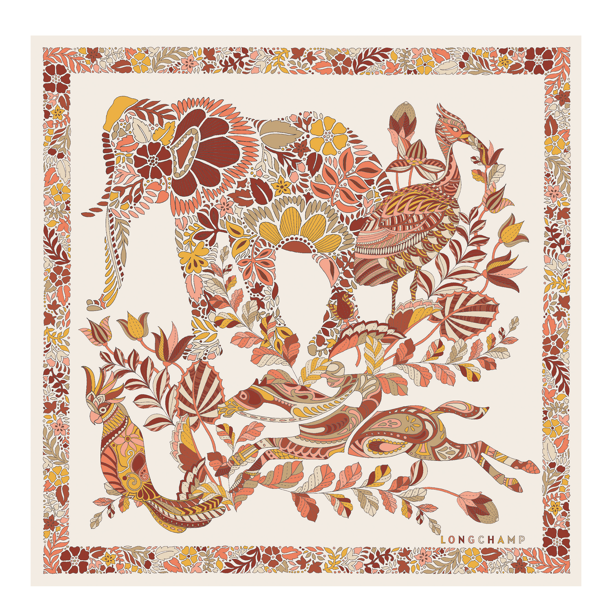 Silk scarf 50, Honey - View 1 of
3 - zoom in Forêt Longchamp Silk scarf 50, Honey