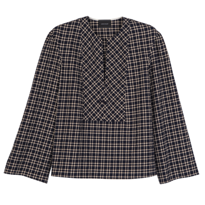 Blouse , Navy - Jacquard cotton