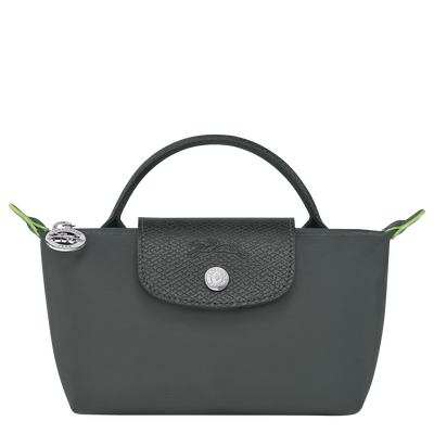 Le Pliage Green Pouch with handle , Graphite - Recycled canvas