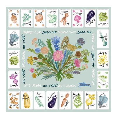 Pink and Green Silk scarf 50 , Vervain - Silk