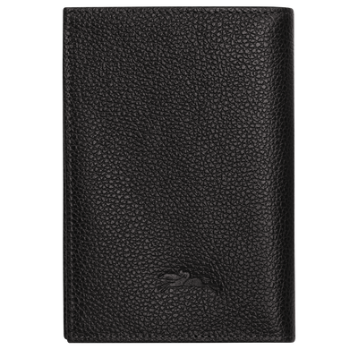 Le Foulonn&eacute; Passport cover , Black - Leather