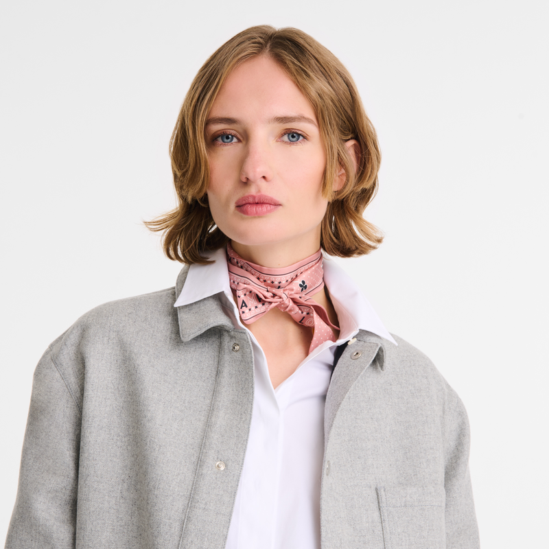French Bandana Headband , Pink Tea - Silk  - View 2 of  2