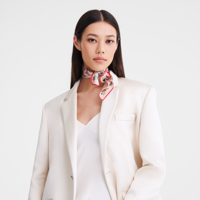 Equestrian Tower Silk scarf 50 , Marshmallow - Silk