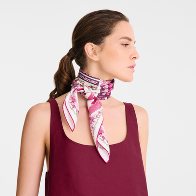 Longchamp Vegetable Garden Silk scarf 90 , Pink - Silk