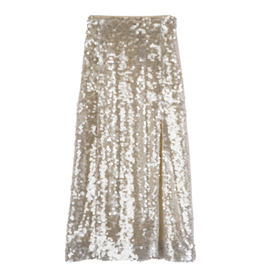 Midi skirt , Ivory - Sequin