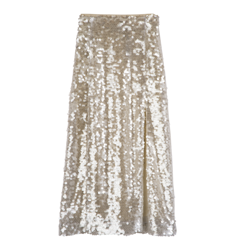 Midi skirt , Ivory - Sequin  - View 1 of  5