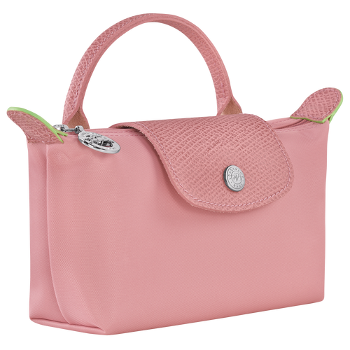 Le Pliage Green Pouch with handle Petal Pink - Recycled canvas