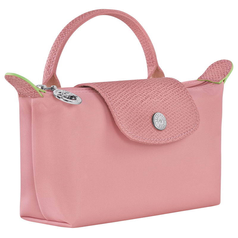 Le Pliage Green Pouch with handle Pink - Recycled canvas