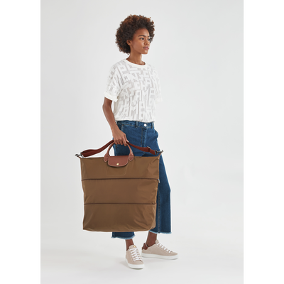 Le Pliage Original Travel bag expandable , Cognac - Recycled canvas