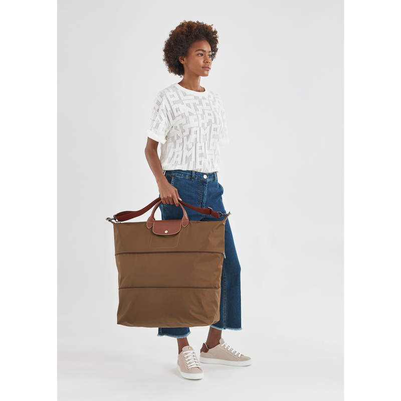 Le Pliage Original Travel bag expandable , Cognac - Recycled canvas  - View 2 of  6