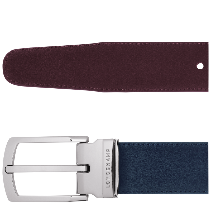 Delta Box Men's belt , Navy/Burgundy - Leather  - View 3 of  5