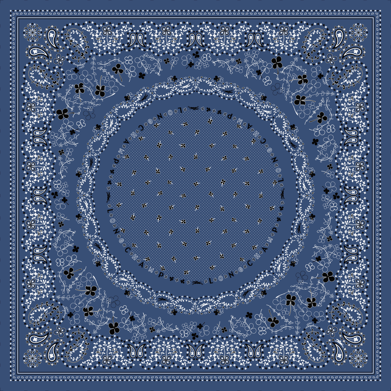 French Bandana Stole , Atlantic/Oregano - Wool blend  - View 1 of  2