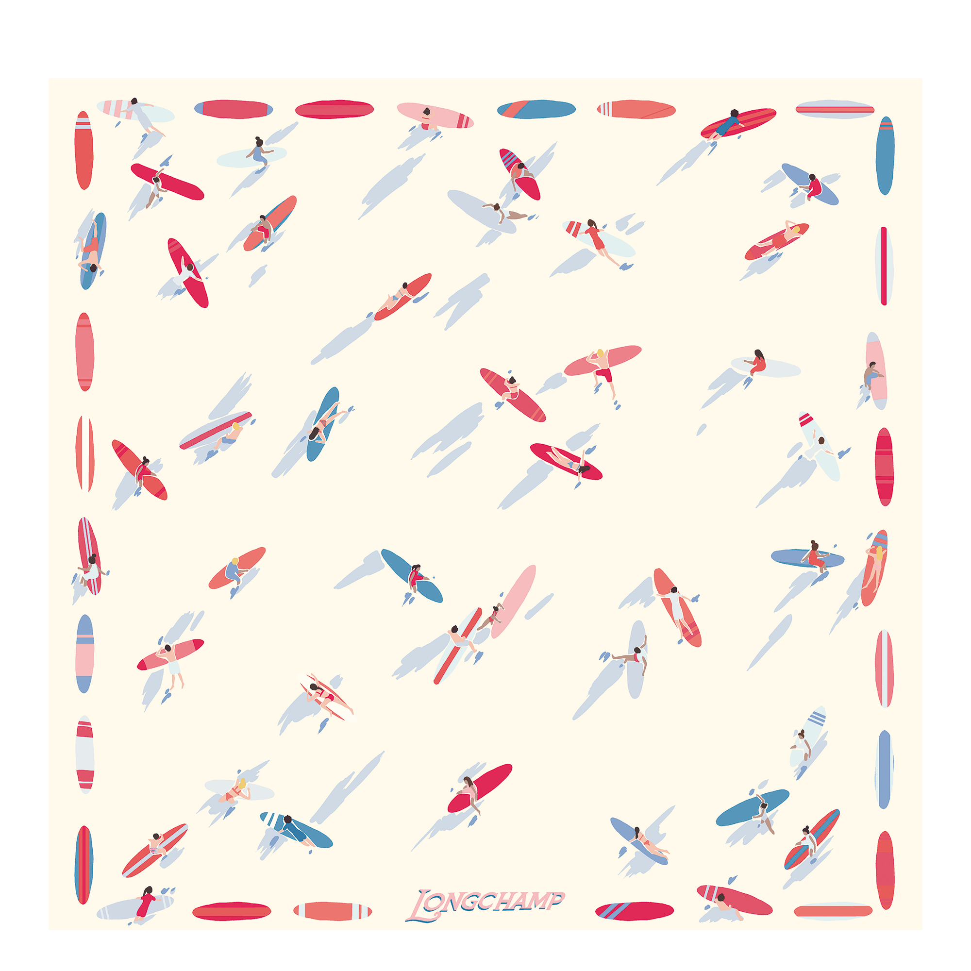 En Attendant la Vague Silk scarf 50, Ivory