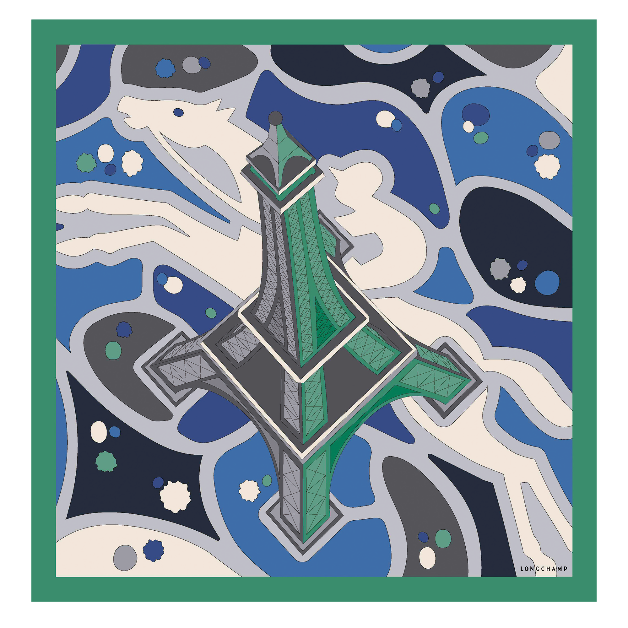 Tour Equestre Silk scarf 70, Matcha