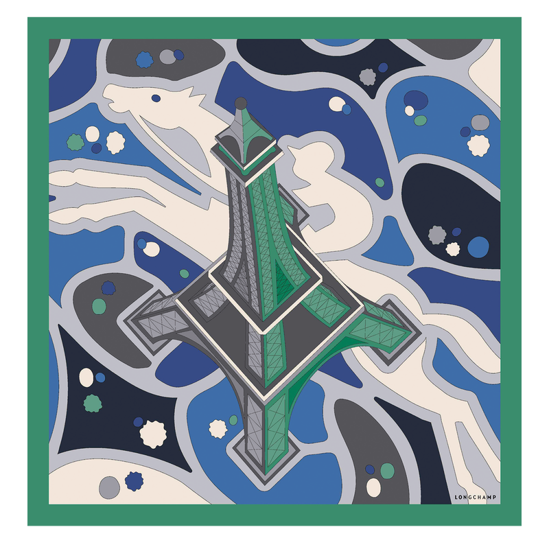 Tour Equestre Silk scarf 70 , Matcha - Silk  - View 1 of  1