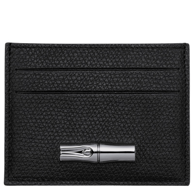 Le Roseau Card holder , Black - Leather