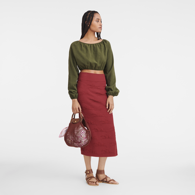 Le Pliage Filet L Mesh bag , Mahogany - Canvas
