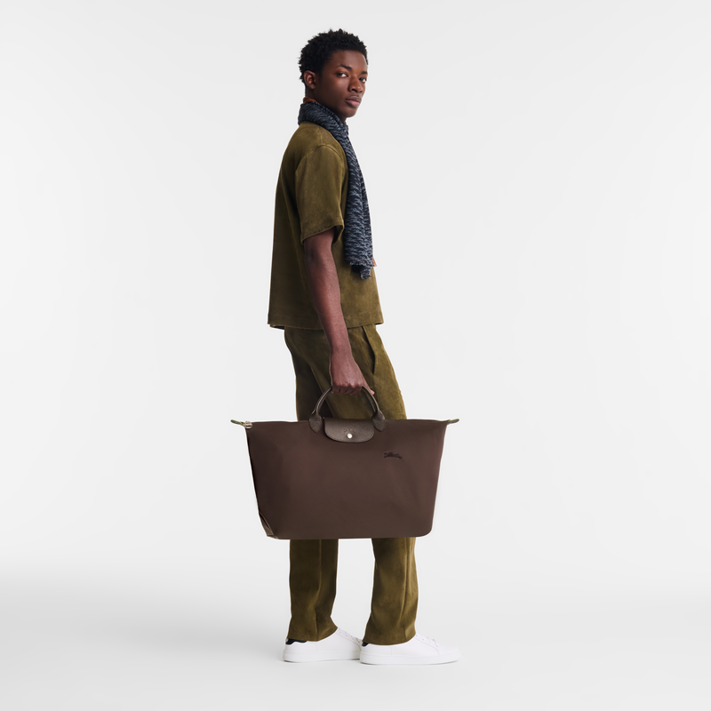 Le Pliage Green L Travel bag , Mocha - Recycled canvas  - View 2 of  7