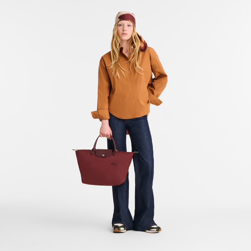 Le Pliage Green M Handbag , Pomegranate - Recycled canvas  - View 2 of  7