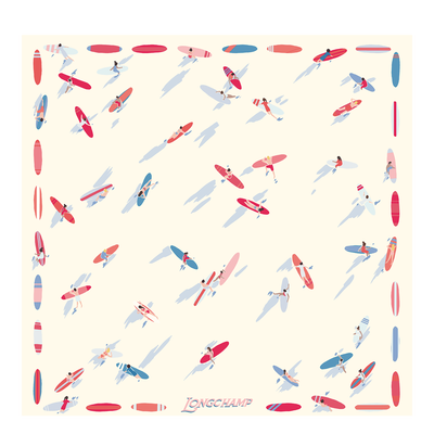 En Attendant la Vague Silk scarf 50 , Ivory - Silk