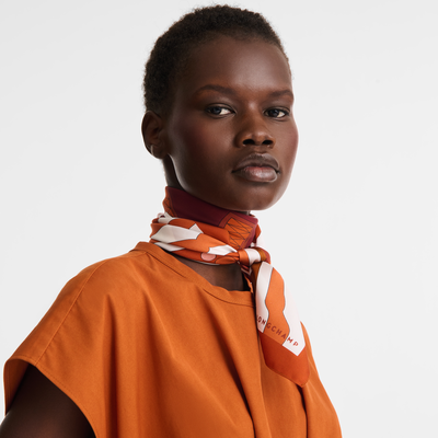 Tour Equestre Silk scarf 70 , Marmalade - Silk