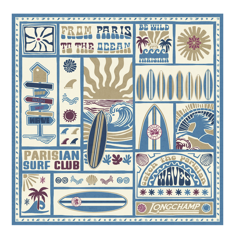 Parisian Surf Club Silk scarf 90 , Slate - Silk  - View 1 of  2