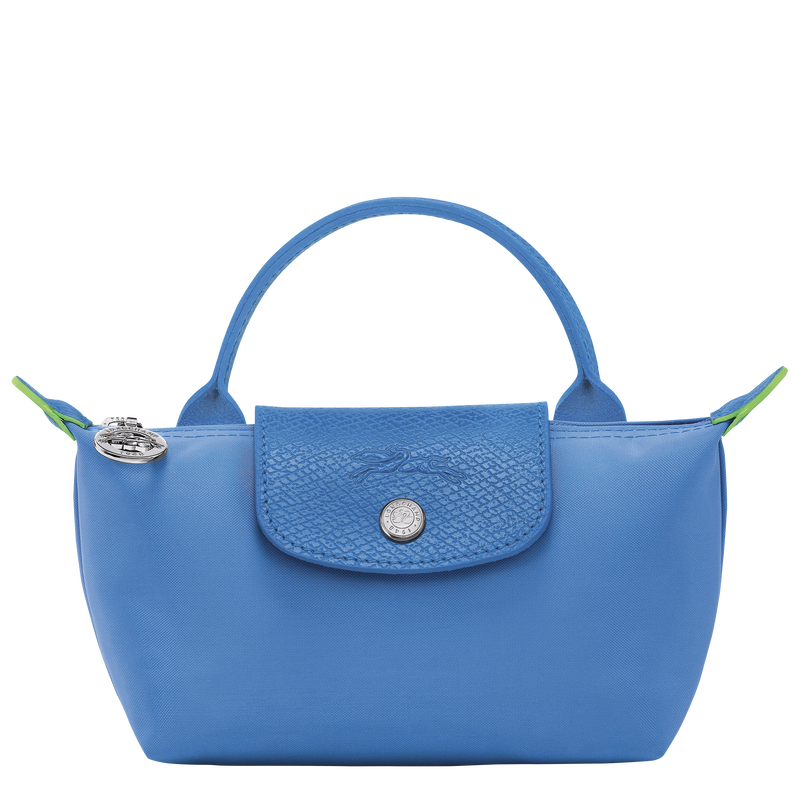 Le Pliage Green Pouch with handle , Cornflower - Recycled canvas  - View 1 of  6