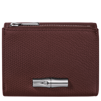 Le Roseau Compact wallet , Burgundy - Leather