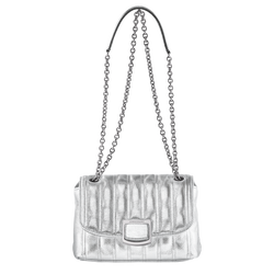 Brioche Métal S Crossbody bag , Silver - Leather