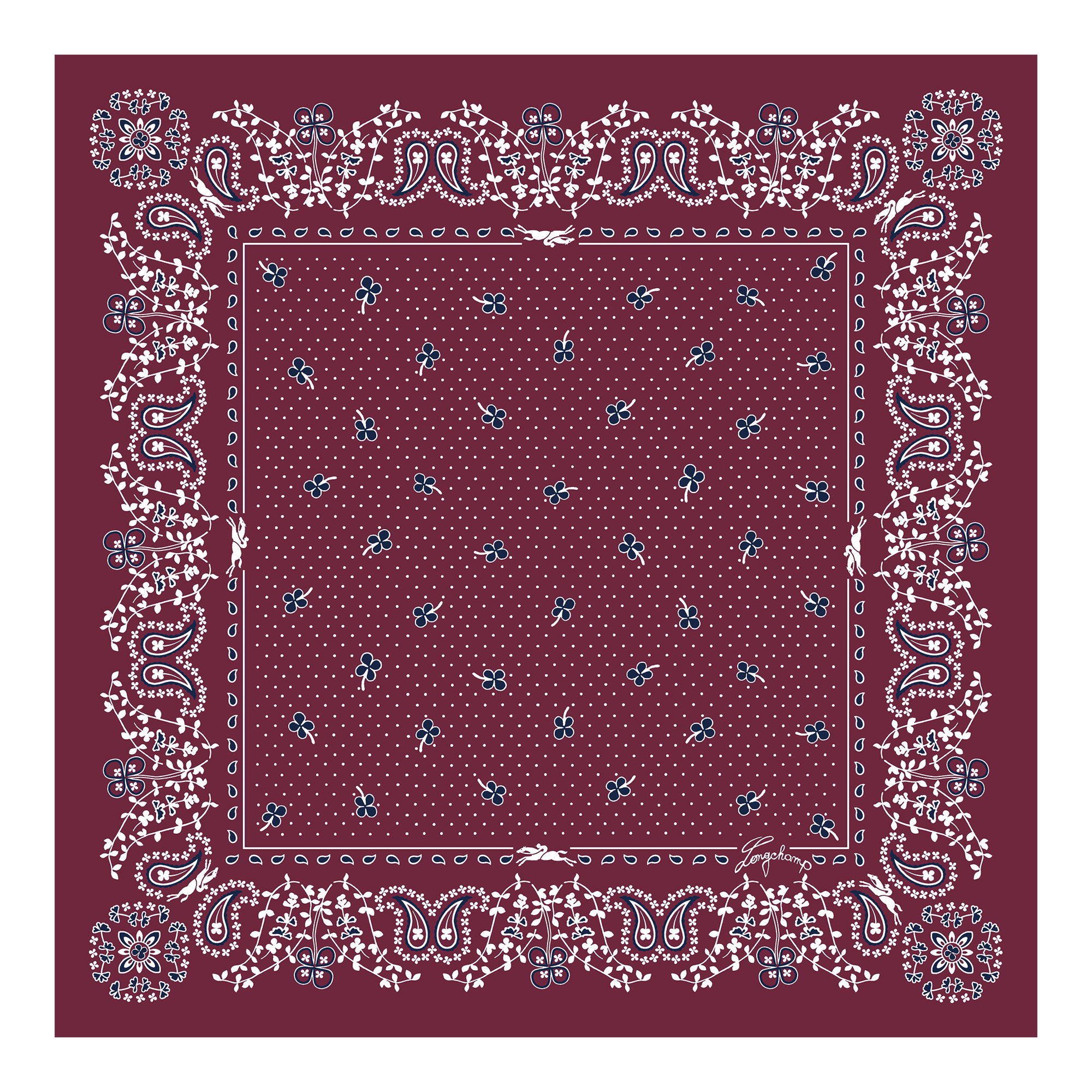 Silk scarf 50, Pomegranate - View 1 of 
        2 - zoom in French Bandana Silk scarf 50, Pomegranate
