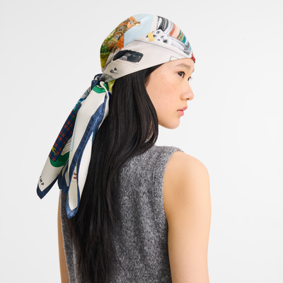 L'Echappée belle Silk scarf 90, Navy