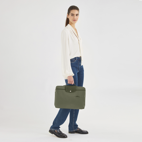 Le Pliage Green S Briefcase , Forest - Recycled canvas - View 2 of  7