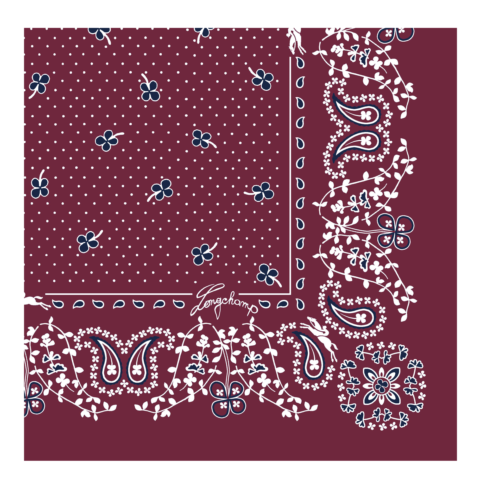 French Bandana Silk scarf 50, Pomegranate