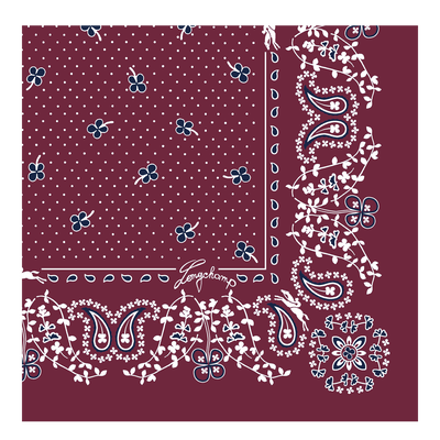 French Bandana Silk scarf 50, Pomegranate