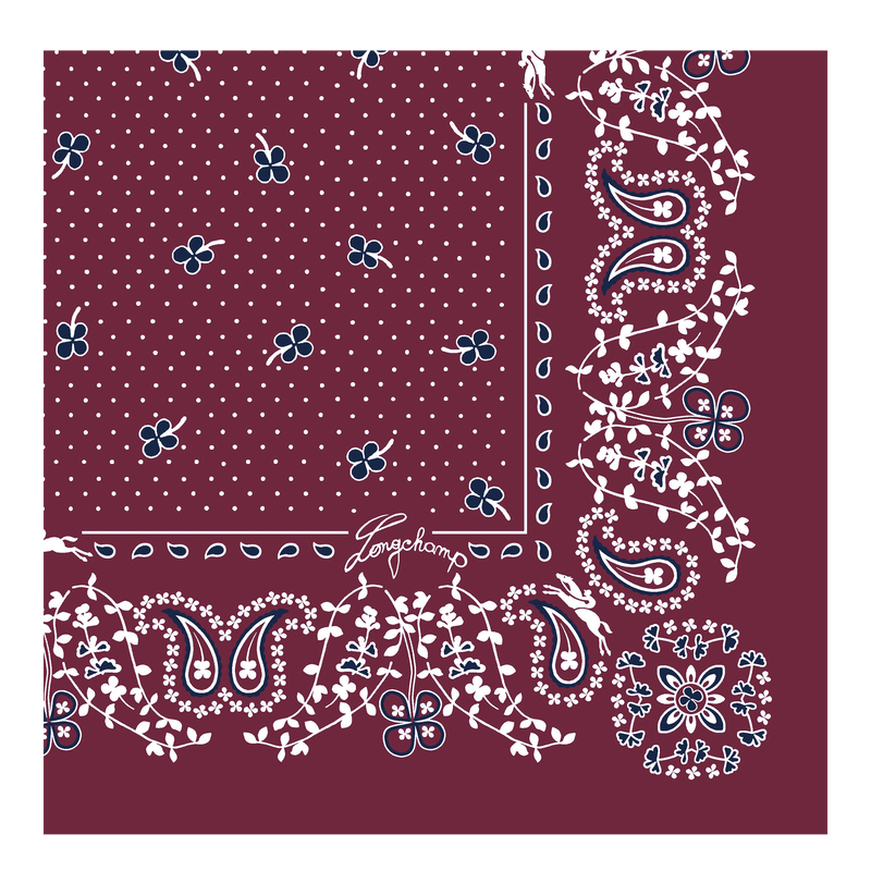 French Bandana Silk scarf 50 , Pomegranate - Silk  - View 3 of  3