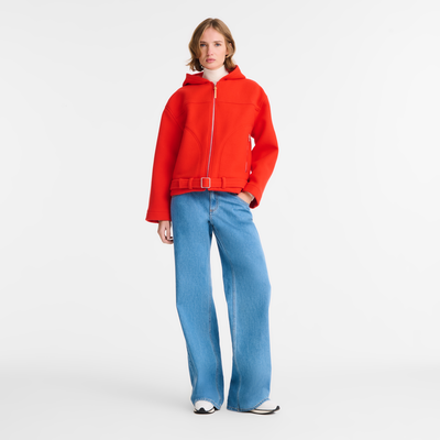 Jacket , Red - Wool broadcloth