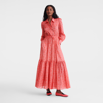 Long dress , Tomato - Printed veil