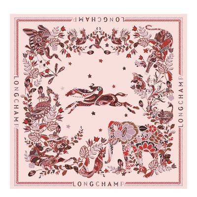 Forêt Longchamp Silk scarf 90, Ebony