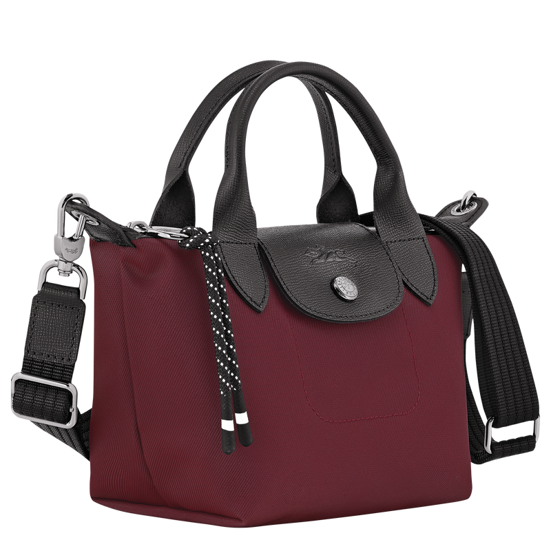 Le Pliage Energy XS Handbag , Burgundy - Recycled canvas  - View 3 of  4