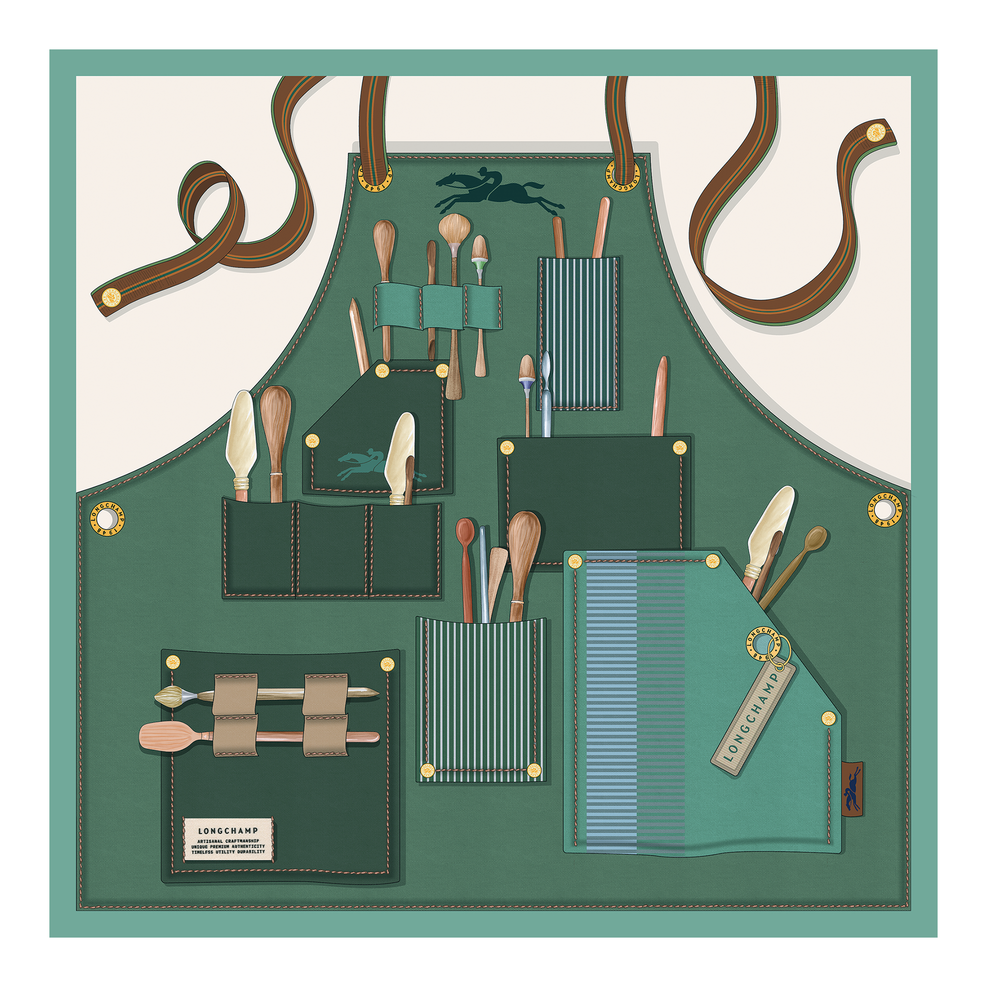 Silk scarf 50, British Green - View 1 of
2 - zoom in Longchamp Worker Silk scarf 50, British Green