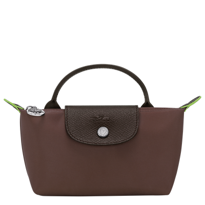 Le Pliage Green Pouch with handle , Mocha - Recycled canvas